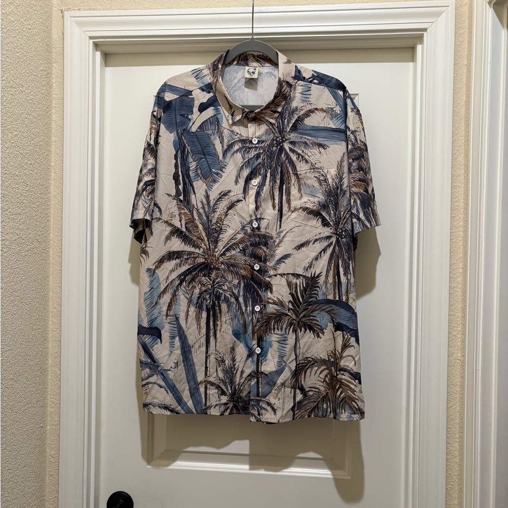 Hardaddy Coconut Print Hawaiian Button-Down Shirt